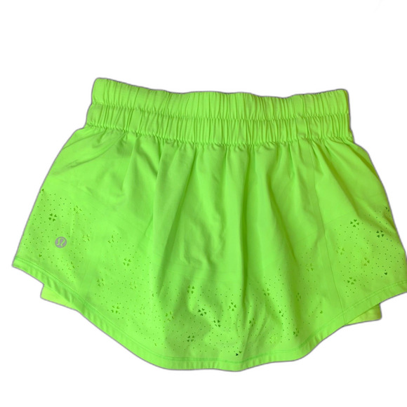 Lululemon Run Breeze By Skirt Laser Cut Zippy Green Pickleball Running Net Ball - Picture 4 of 9